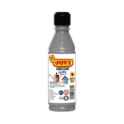 Краска акриловая JOVI, 250мл, пластиковая бутылка, серебряный, фото 1