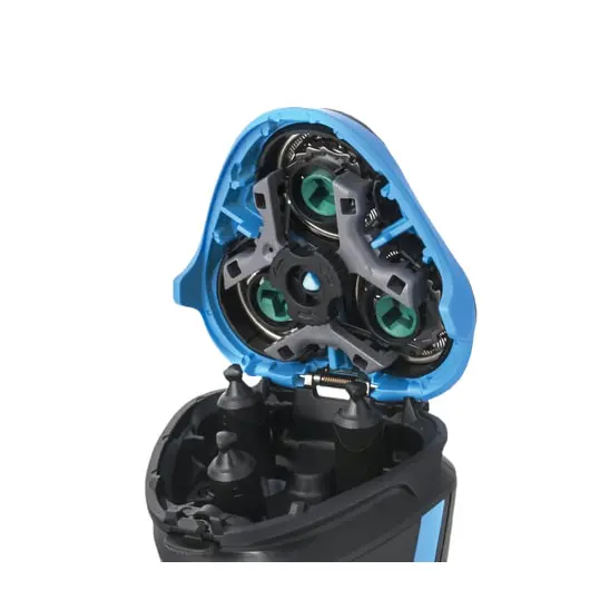 Электробритва PHILIPS AT756/16, 3 головки, аккумулятор, триммер, влажное бритье, синяя/голубая, фото 3