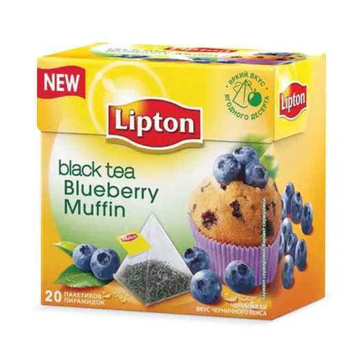 Чай LIPTON (Липтон) &quot;Blueberry Muffin&quot;, черный со вкусом черничного кекса, 20 пирамидок по 2 г, 21187914, фото 1