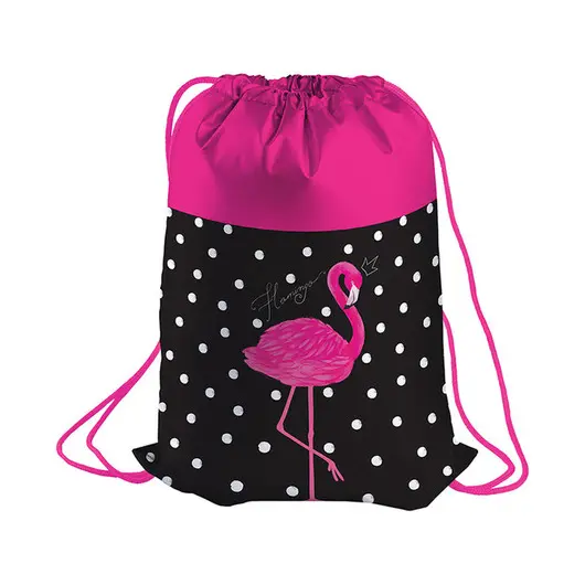 Мешок для обуви 1 отделение Berlingo &quot;Pink flamingo&quot;, 410*490мм, с вентил. сеточкой, фото 1