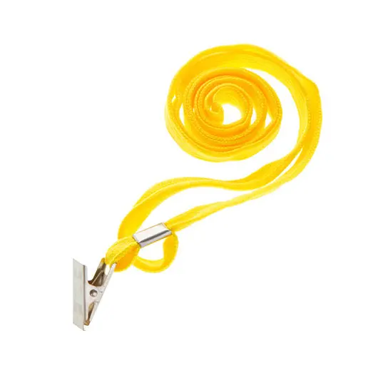 Шнурок для бейджей OfficeSpace, 45см, металлический клип, желтый, фото 1
