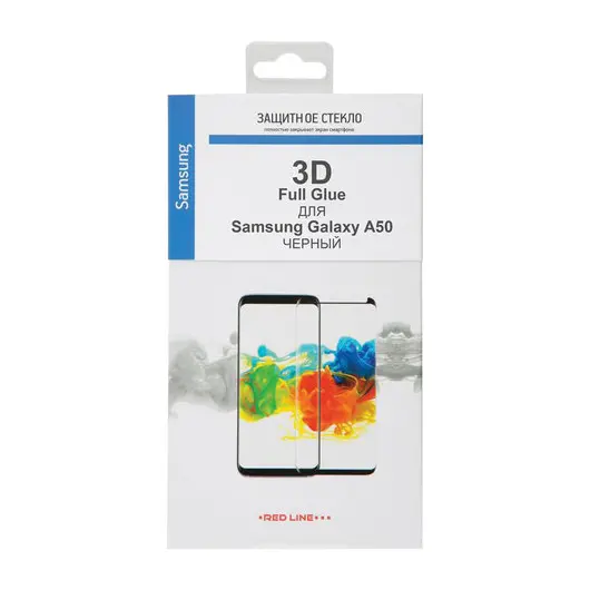 Защитное стекло для Samsung Galaxy A50 Full Screen (3D) FULL GLUE, RED LINE, черный, УТ000017413, фото 5