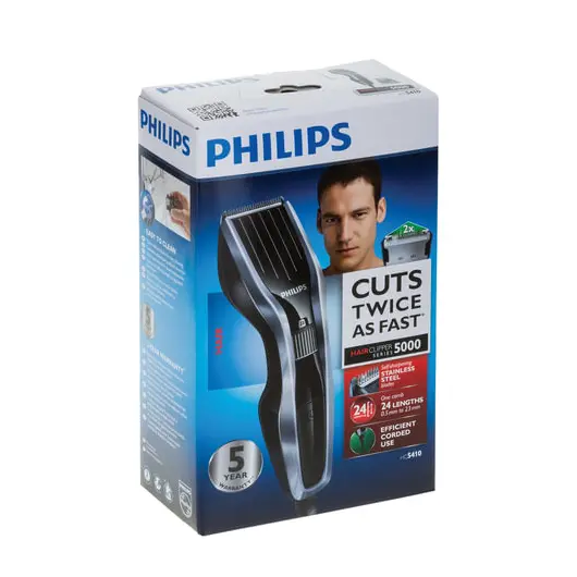 Машинка для стрижки волос PHILIPS HC5410/15, 24 установки длины, сеть, съемные лезвия, черная, фото 2