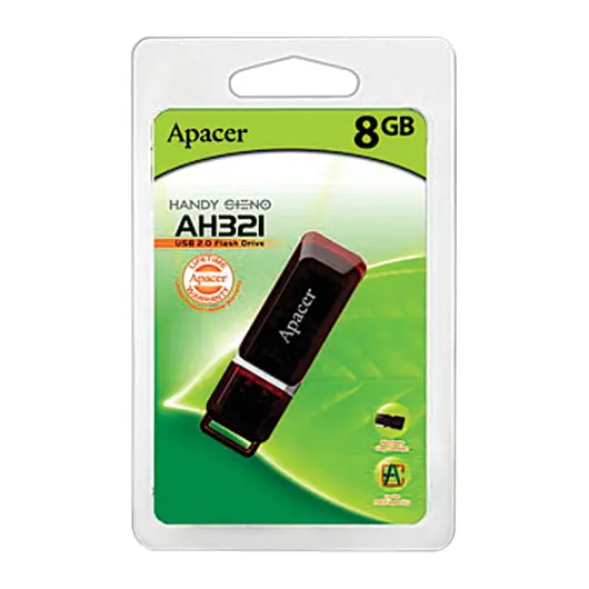 Флэш-диск 8 GB, APACER Handy Steno AH321, USB 2.0, карминно-красный, AP8GAH321R-1, фото 2