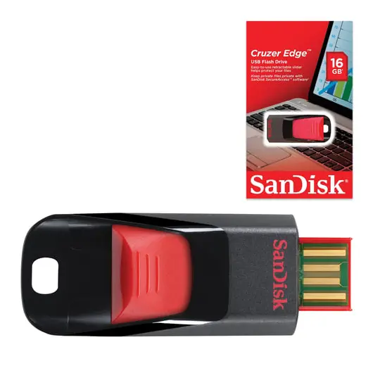 Флэш-диск 16 GB, SANDISK Cruzer Edge, USB 2.0, черный, SDCZ51-016G-B35, фото 1