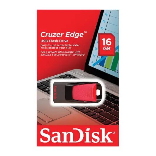 Флэш-диск 16 GB, SANDISK Cruzer Edge, USB 2.0, черный, SDCZ51-016G-B35, фото 2