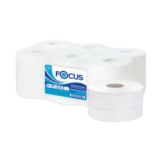 Бумага туалетная Focus Mini Jumbo, 2 слойн, 170 м/рул, тиснение, цвет белый, фото 1