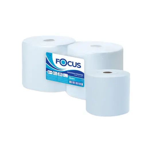 Протирочное индустриал. полотенце для рук в рулоне Focus Jumbo 2-слойная, 350м/рул, 33*35см, голубой, фото 1