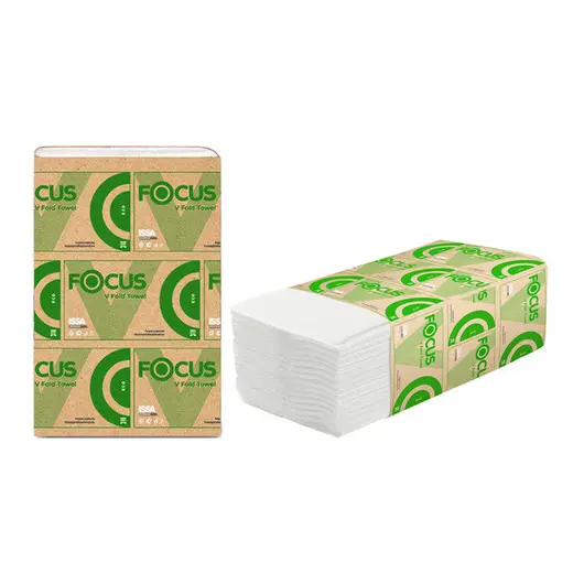 Полотенца бумажные лист Focus Eco (V-сл) 1 слойн., 200 л/пач, 23*20, 5 см,белые, фото 1