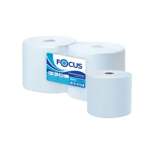 Протирочное индустриал. полотенце для рук в рулоне Focus Jumbo 2-слойная, 350м/рул, 24*35см, голубой, фото 1