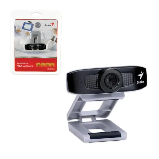 Веб-камера GENIUS Facecam 320, 0,3 Мп, микрофон, USB 2.0, регулируемый крепеж, черно-серебрянный, 32200012100, фото 1