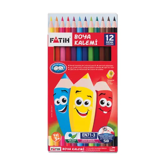 Карандаши цветные PENSAN (FATIH), 12 цветов, заточенные, картонная упаковка, 33112, фото 1