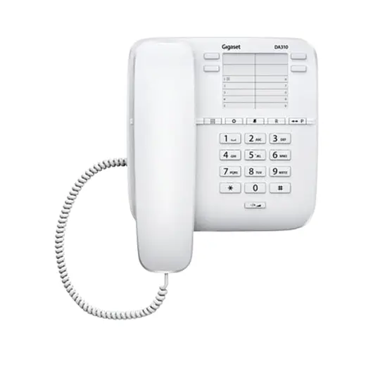 Телефон GIGASET DA310, память на 4 номера, повтор номера, тональный/импульсный набор, цвет белый, S30054S6528S302, фото 2