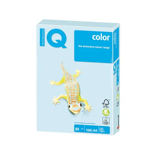 Бумага IQ color, А4, 80 г/м2, 100 л., пастель светло-голубая, BL29, фото 1