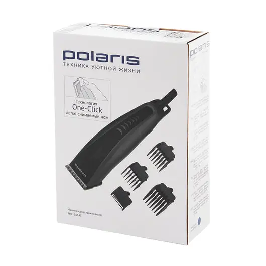 Машинка для стрижки волос POLARIS PHC 1014S, 5 установок длины, 4 насадки, сеть, черный, фото 7