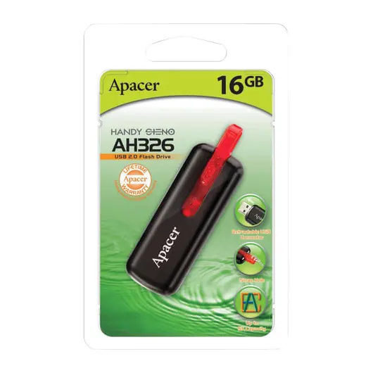Флэш-диск 16 GB APACER Handy Steno AH326, USB 2.0, черный, AP16GAH326B-1, фото 3