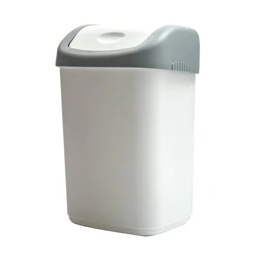 Ведро-контейнер для мусора (урна) OfficeClean, 14л, качающаяся крышка, пластик, серое, фото 1
