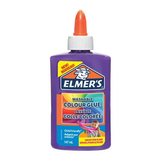 Клей канцелярский Elmers &quot;Colour Glue&quot;, 147мл, для слаймов, фиолетовый, непрозрачный, фото 1
