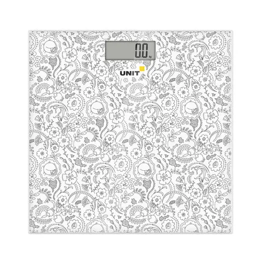 Весы напольные UNIT UBS-2052, электронные, вес до 150 кг, квадратные, стекло, светло-серые, 312625, фото 1