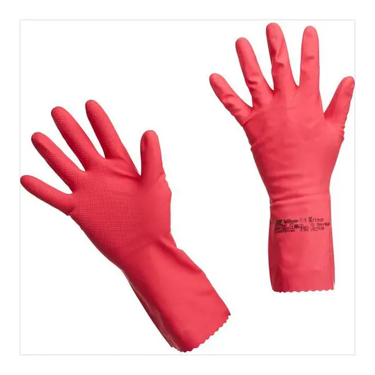 Перчатки резиновые Vileda Professional &quot;Многоцелевые&quot;, р.L, красный, пакет, фото 1