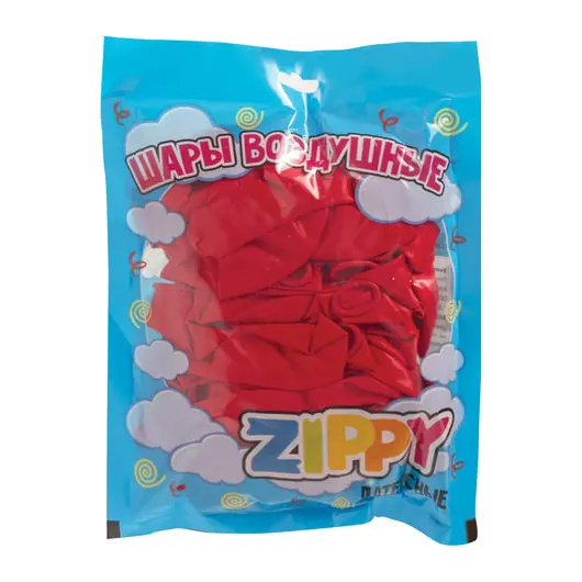 Шары воздушные ZIPPY (ЗИППИ) 12&quot; (30 см), комплект 50 шт., красные, в пакете, 104186, фото 2