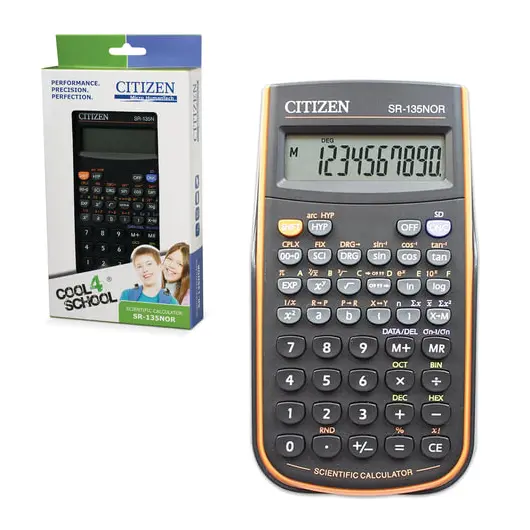 Калькулятор инженерный CITIZEN SR-135NORCFS (154х84 мм), 128 функция, 8+2 разряда, питание от батарейки, сертифицирован для ЕГЭ, фото 1