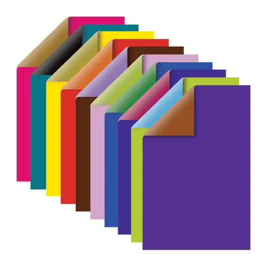 Цветная бумага А4 2-сторонняя мелованная (глянцевая), 10 листов 20 цветов, в папке, BRAUBERG, 200х283 мм, 124788, фото 2