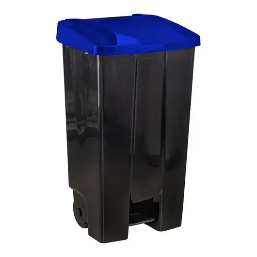 Бак для мусора уличный Idea, с крышкой, с педалью, 110л синий, фото 1
