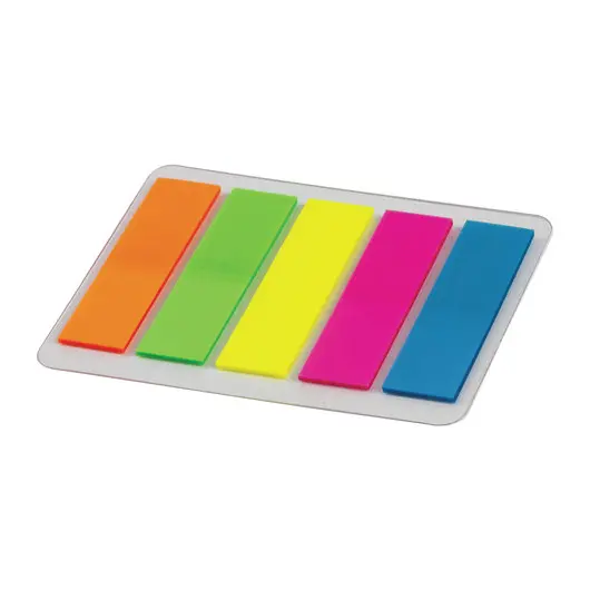 Закладки клейкие ERICH KRAUSE &quot;Neon&quot;, 44х12 мм, 5 цветов х 20 листов, в пластиковой книжке, 31177, фото 2