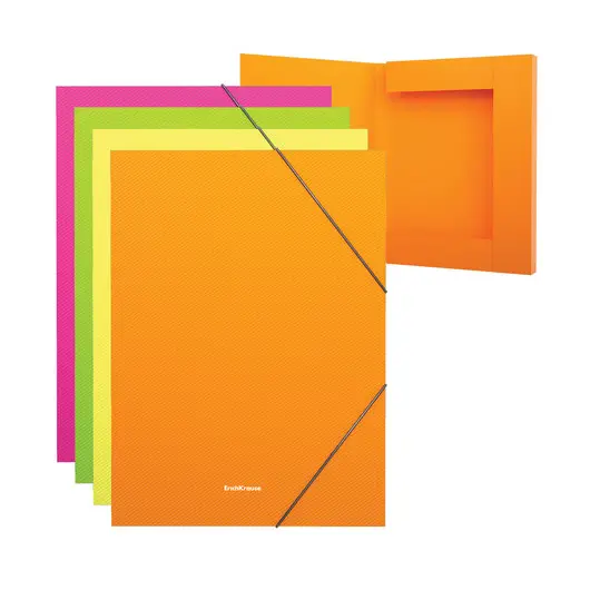 Папка-короб на резинках ERICH KRAUSE &quot;Glance Neon&quot;, А4, 30 мм, до 300 листов, 600 мкм, ассорти, 43056, фото 1