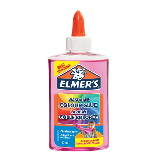 Клей канцелярский Elmers &quot;Colour Glue&quot;, 147мл, для слаймов, розовый, полупрозрачный, фото 1