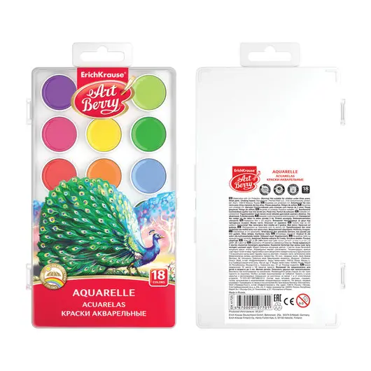 Краски акварельные ERICH KRAUSE Artberry, 18 цветов, медовые, без кисти, пластиковая коробка, 41725, фото 3