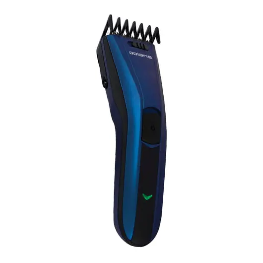 Машинка для стрижки волос POLARIS PHC 0502RC, 10 установок длины, 2 насадки, аккумулятор+сеть, синий, фото 2