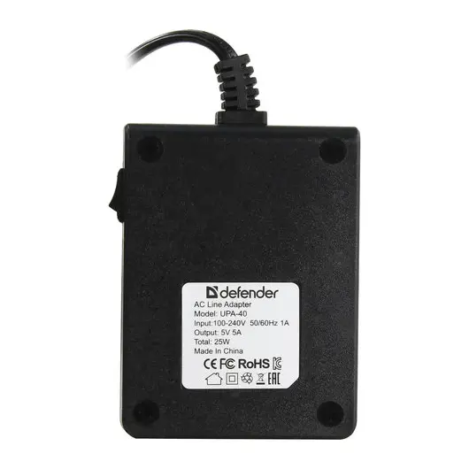 Зарядное устройство сетевое (220В) на 4 USB-порта, DEFENDER UPA-40, шнур 1,4 м, черное, 83537, фото 3