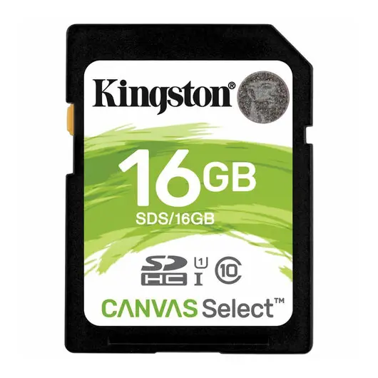 Карта памяти SDHC 16 GB KINGSTON Canvas Select UHS-I U1, 80 Мб/сек (class 10), SDS/16G, SDS/16GB, фото 1