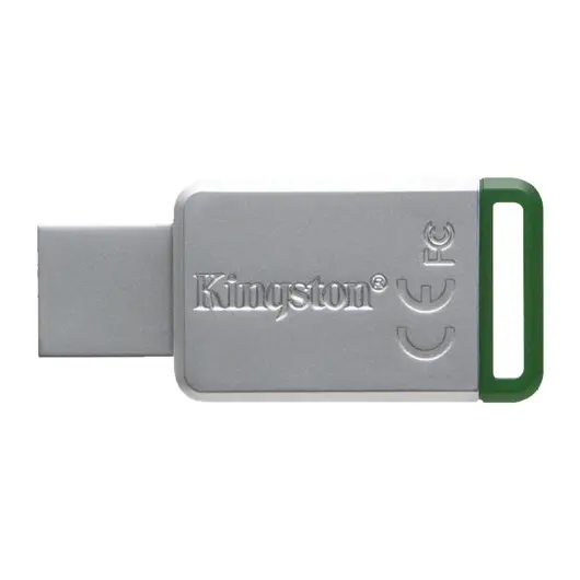 Флэш-диск 16 GB KINGSTON DataTraveler 50 USB 3.0, металлический корпус, серебристый/зеленый, DT50/16GB, фото 2