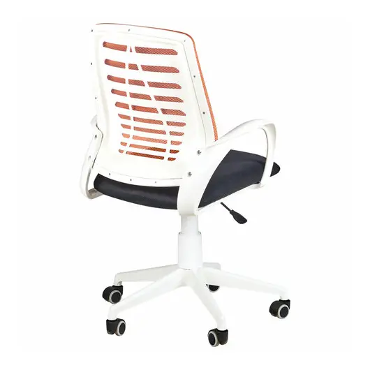 Кресло &quot;Ирис White&quot;, с подлокотниками, сетка оранжевая, сиденье черное TW-11, пластик белый, фото 3