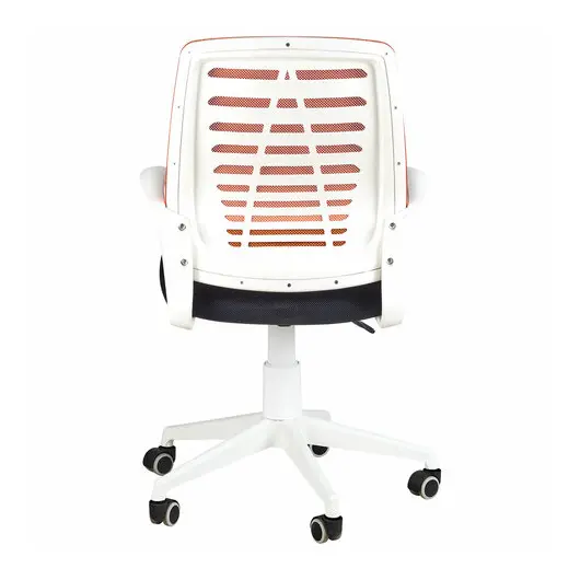 Кресло &quot;Ирис White&quot;, с подлокотниками, сетка оранжевая, сиденье черное TW-11, пластик белый, фото 4