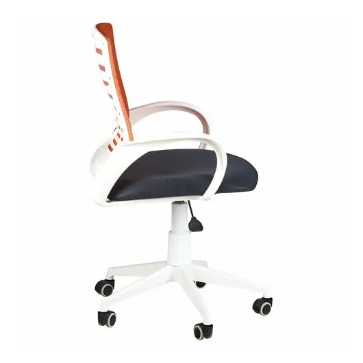Кресло &quot;Ирис White&quot;, с подлокотниками, сетка оранжевая, сиденье черное TW-11, пластик белый, фото 2