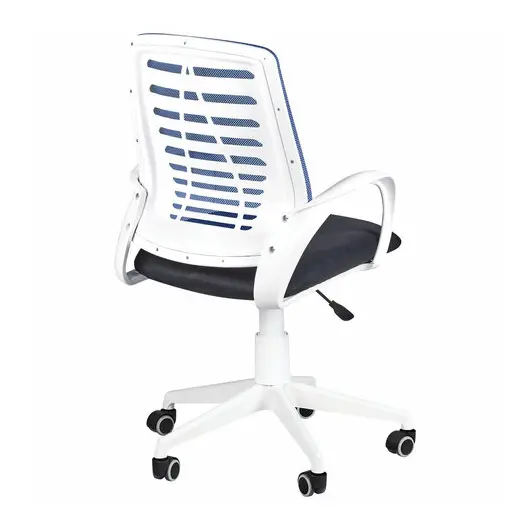 Кресло &quot;Ирис White&quot;, с подлокотниками, сетка синяя, сиденье черное TW-11, пластик белый, фото 2
