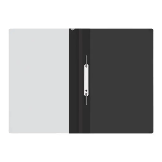 Папка-скоросшиватель пластик. OfficeSpace, А4, 120мкм, черная с прозр. верхом, фото 2