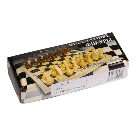 Фигуры шахматные Орловские шахматы, обиходные лакированные d=24мм, высота 44-70мм, фото 1