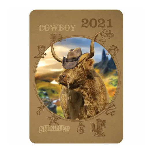 Календарь карманный, 2021 год, 70х100 мм, &quot;Прикольные бычки&quot;, HATBER, Кк767537, фото 2