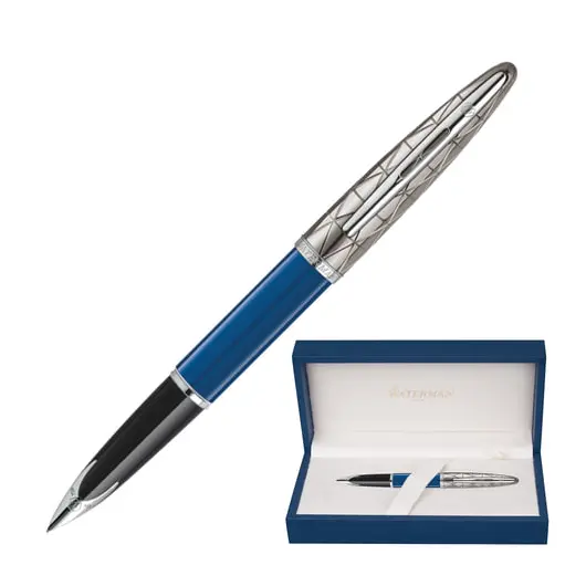 Ручка подарочная перьевая WATERMAN &quot;Carene Contemporary Blue and Gunmetal ST&quot;, синий лак, посеребренные детали, синяя, 1904558, фото 1