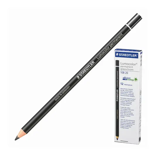 Маркер-карандаш сухой перманентный для любой поверхности STAEDTLER, ЧЕРНЫЙ, 4,5 мм, 108 20-9, фото 1