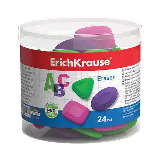 Ластик ERICH KRAUSE &quot;ABC&quot;, цвет неон ассорти, форма ассорти, термопластичная резина, 34648, фото 2
