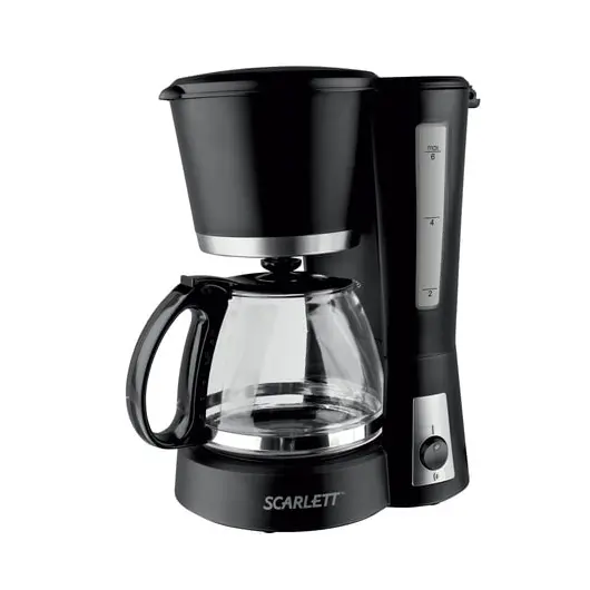 Кофеварка капельная SCARLETT SC-038, объем 0,6 л, мощность 600 Вт, подогрев, пластик, черная, фото 1