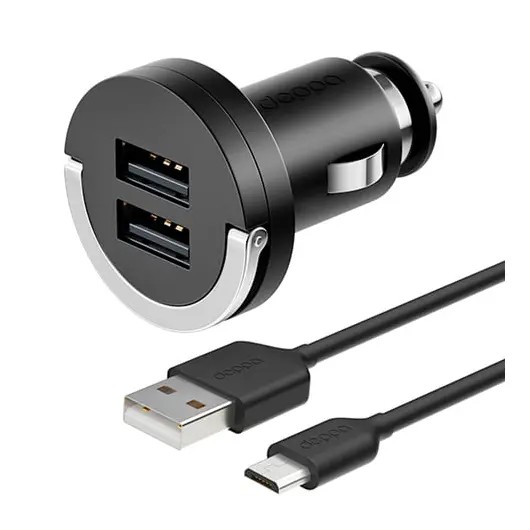 Зарядное устройство автомобильное DEPPA Ultra, кабель micro USB 1,5 м, 2 порта USB, выходной ток 2,1 А, черное, 11206, фото 1