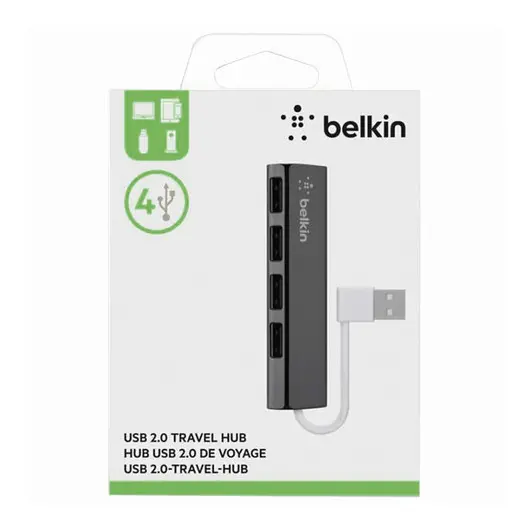 Хаб BELKIN Slim, USB 2.0, 4 порта, кабель 0,12 м, черный, F4U042bt, фото 3