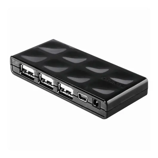 Хаб BELKIN Quilted, USB 2.0, 7 портов, порт для питания, черный, F5U701cwBLK, фото 2